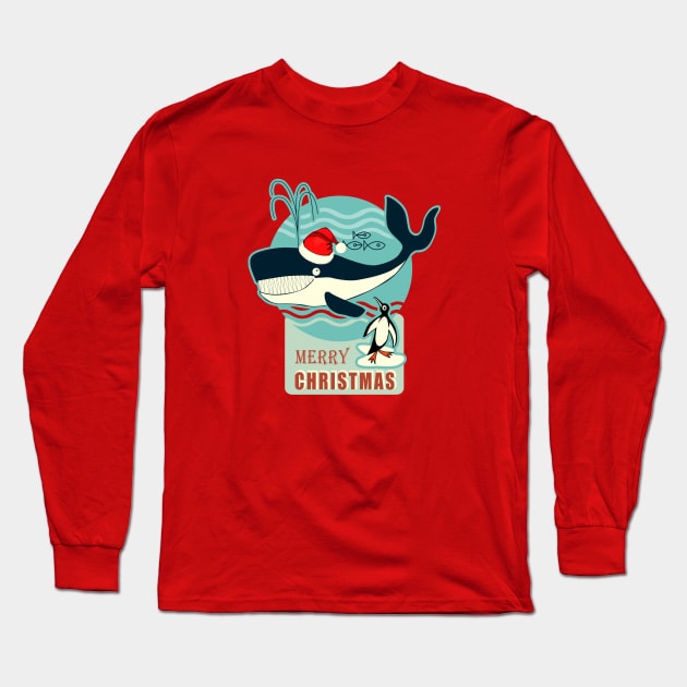 Santa Claus and the Whale.... Long Sleeve T-Shirt by BessoChicca